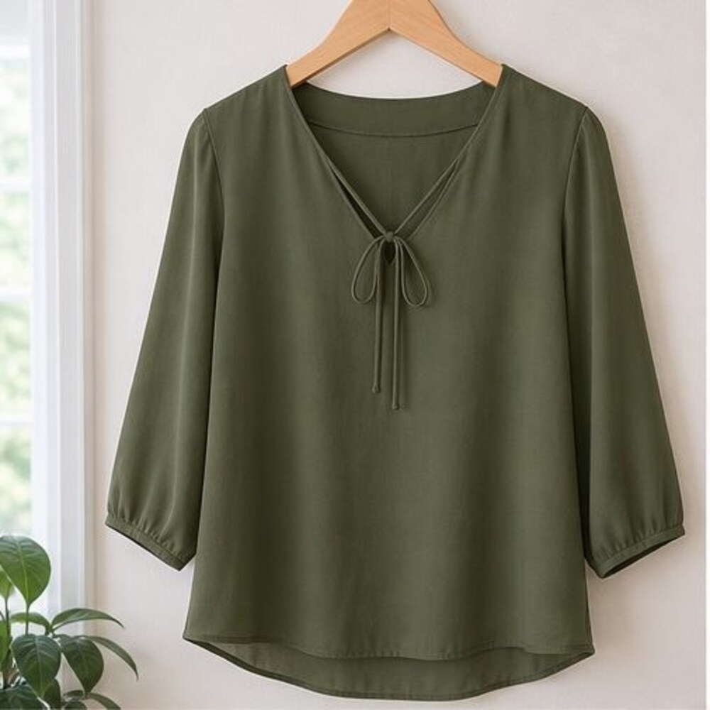 Olive V Neck Top